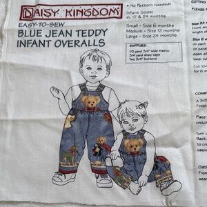 Hand Crafted Blue Jean Teddy Infant Overalls Kit